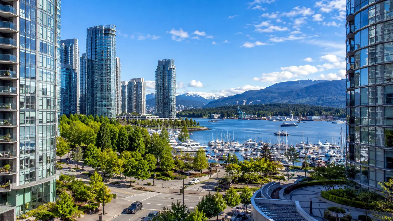 Waterfront strata towers overlooking a marina