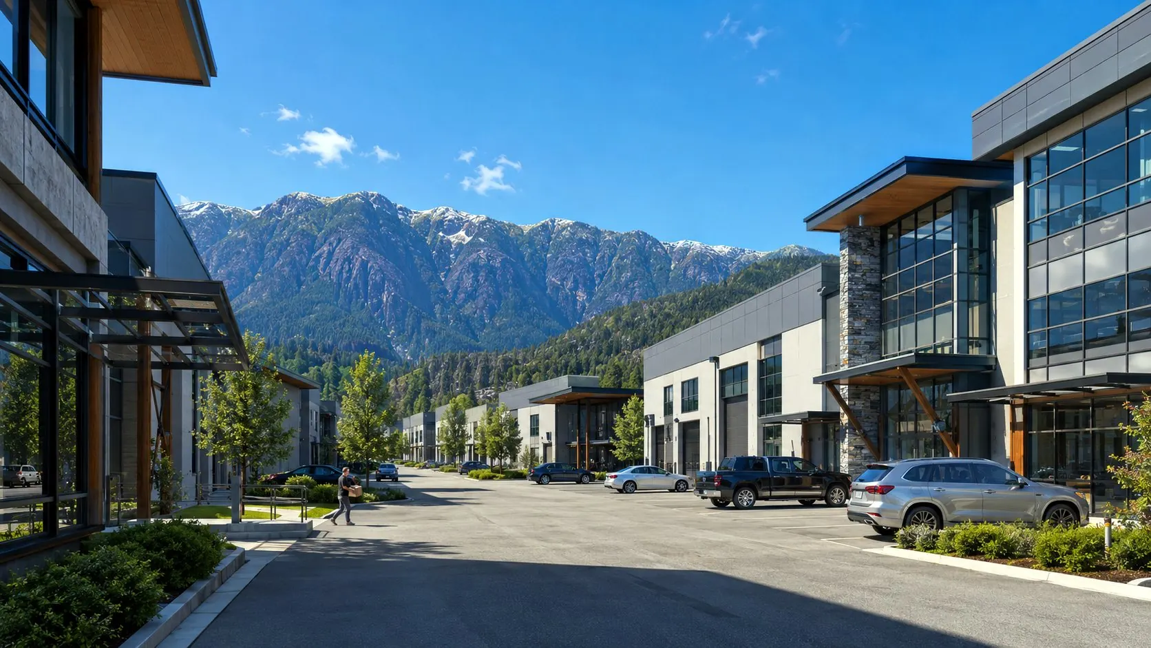 Commercial strata complex with mountain views