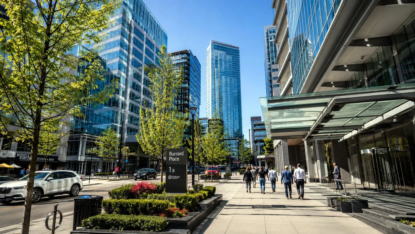 Downtown commercial towers and plaza