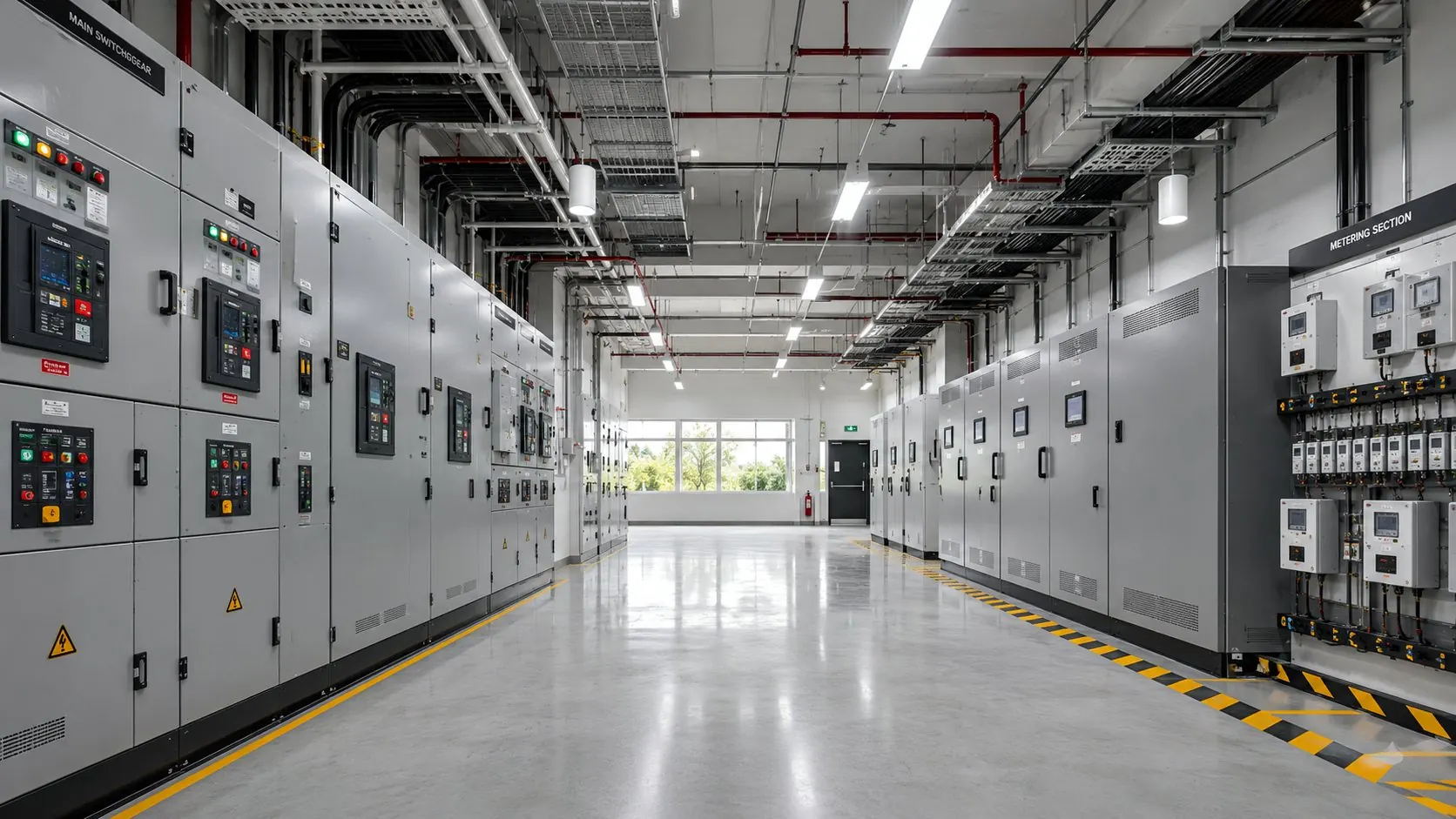 Modern main electrical switchgear room